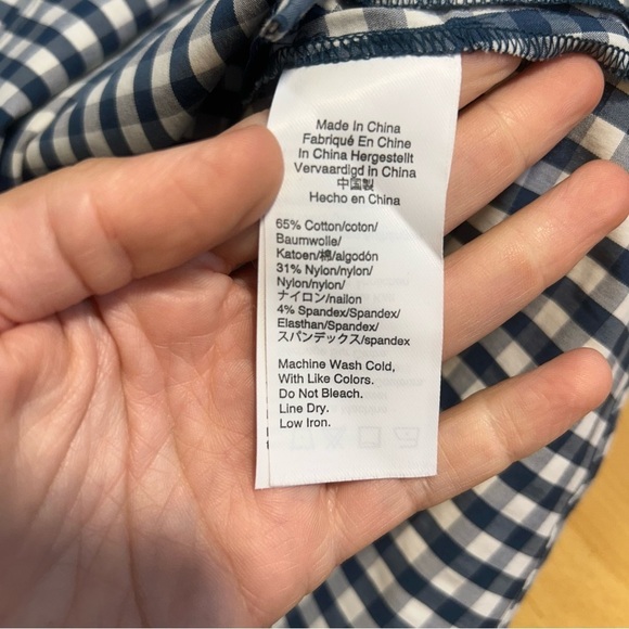 J. Crew X Universal Standard Blue and White Gingham Poplin Blouse Large Cotton - Picture 10 of 14